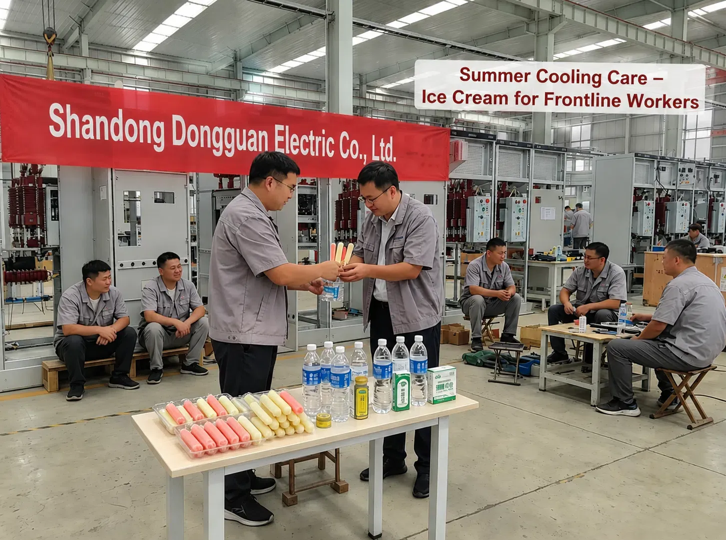Attività di raffreddamento estivo nel laboratorio trasformatori di Shandong Dongguan Electric Co., Ltd. - 'Ghiaccioli per i lavoratori in prima linea' - English.webp
